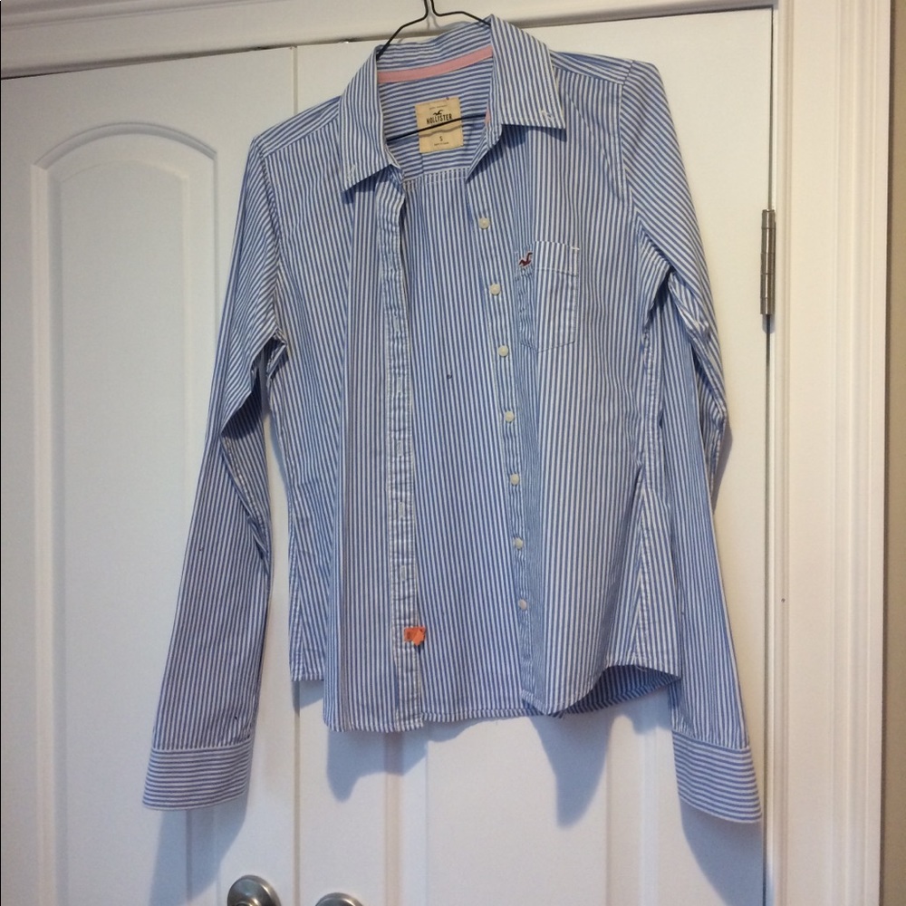 Blue and white pinstripe women's blouse