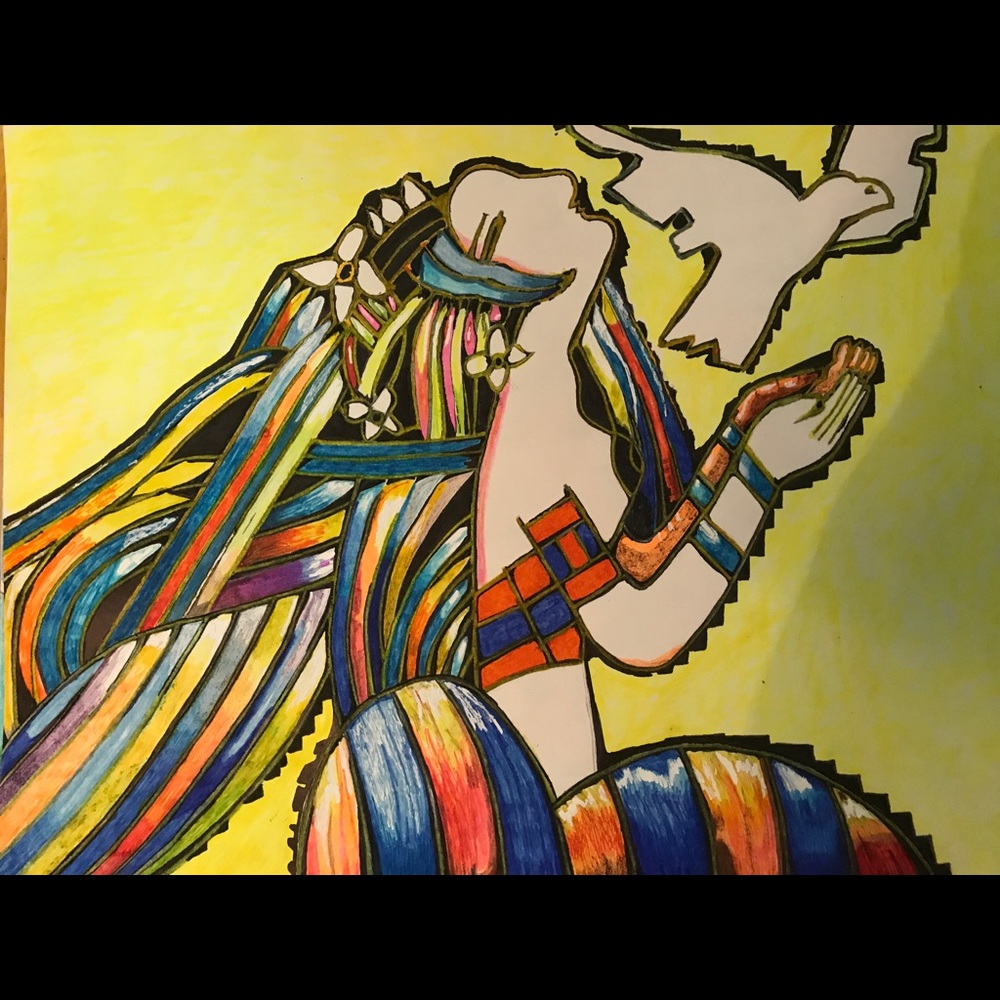 Picasso Reproduction, “Lady With Bird” Large 28X25