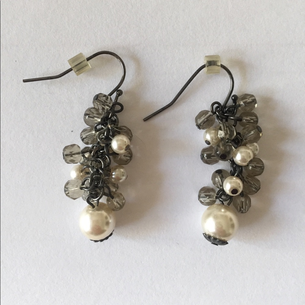 Express pewter and pearl drop earrings