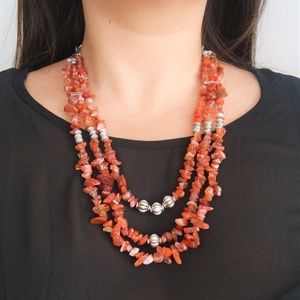 ❌SOLD❌Handcrafted Red Agate And Carnelian Necklace