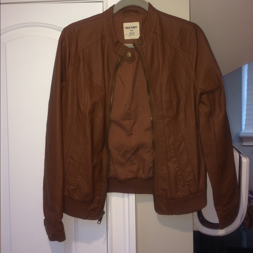 NEVER BEEN WORN! Chestnut faux leather jacket