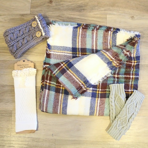 Diamond Knit Hand Warmers - Gray - Picture 3 of 5