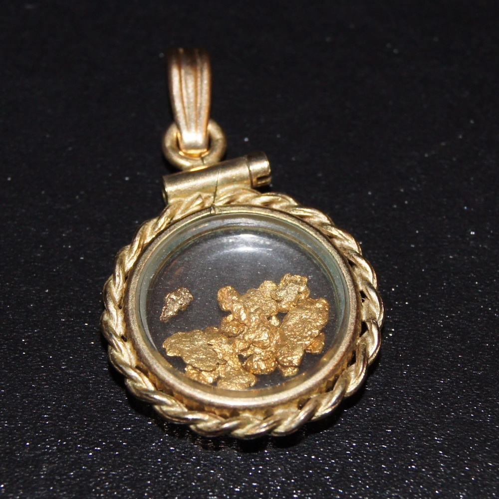 REAL Filled Gold Nuggets Flakes pendant