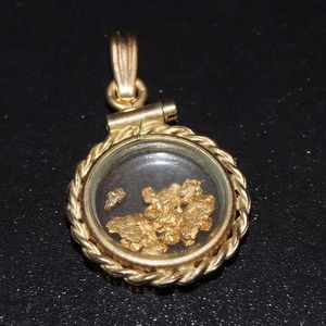 REAL Filled Gold Nuggets Flakes pendant