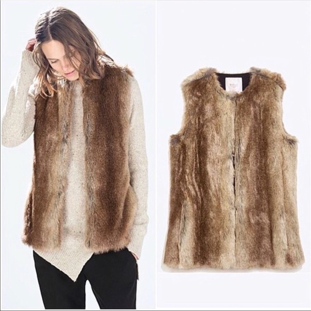 NWOT faux fur vest from Zara size small