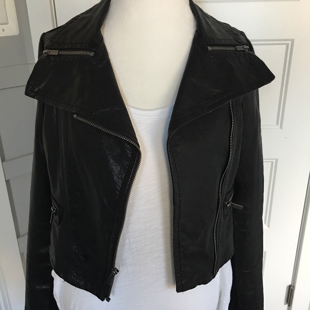 BCBG Cropped Leather Jacket