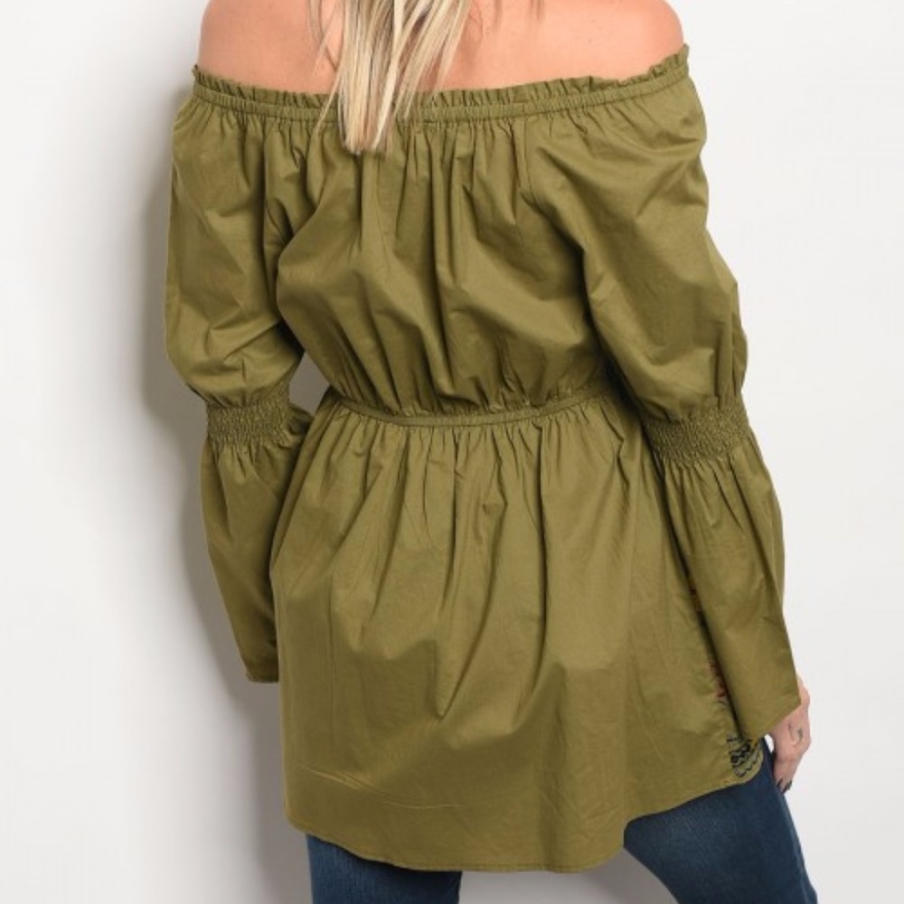 OLIVE TOP with Embroidered details - Picture 2 of 2