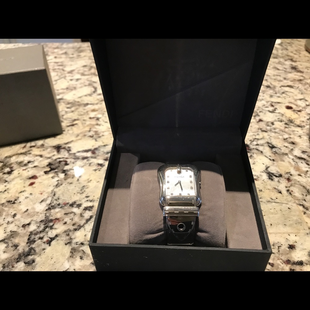 Silver diamond watch