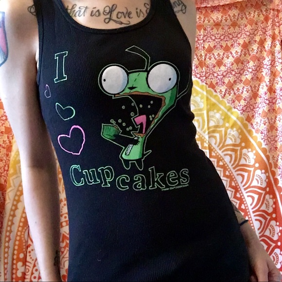 Invader Zim Gir I 💚 Cupcakes Tank Top - Picture 2 of 3