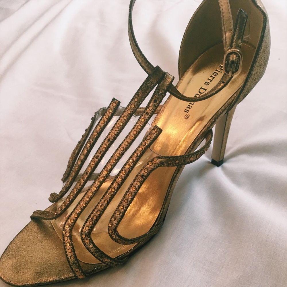 Strappy gold heels