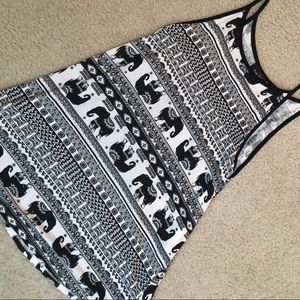 Black and White Light Elephant Aztec Print Tank