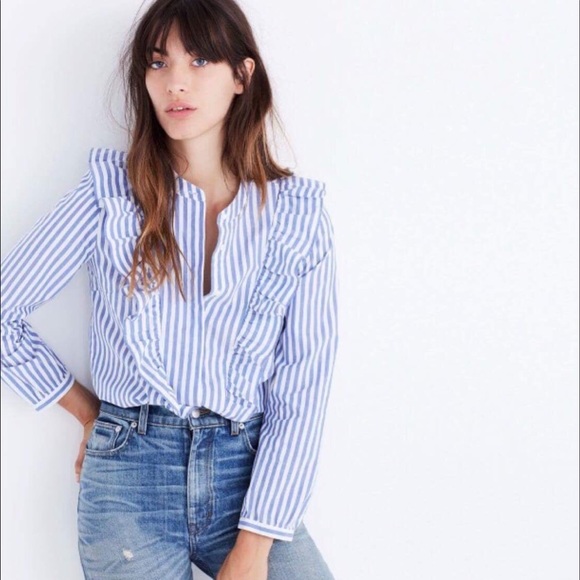 tops with ruffles in the front