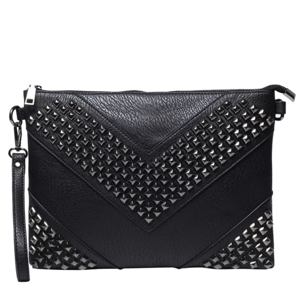 🎉 1 LEFT ‼️ Black Clutch With Studded Accent - Picture 2 of 6