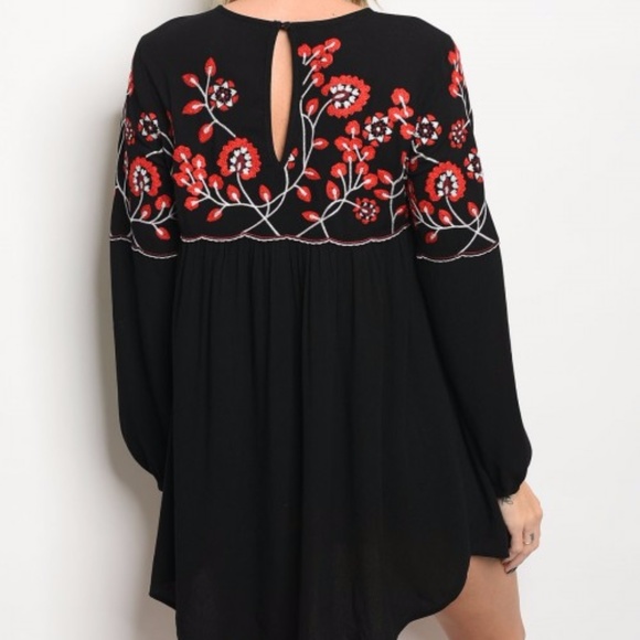 ❤Last 1❤Embroidered Black Tunic Dress - Picture 2 of 3