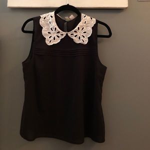 Lace collared black tank
