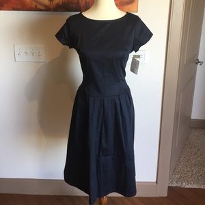 Classic fit and flare navy dress