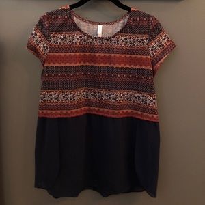 Patterned cropped top with sheer bottom