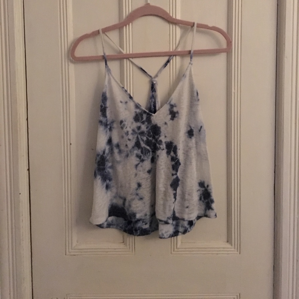 Blue acid wash tank top