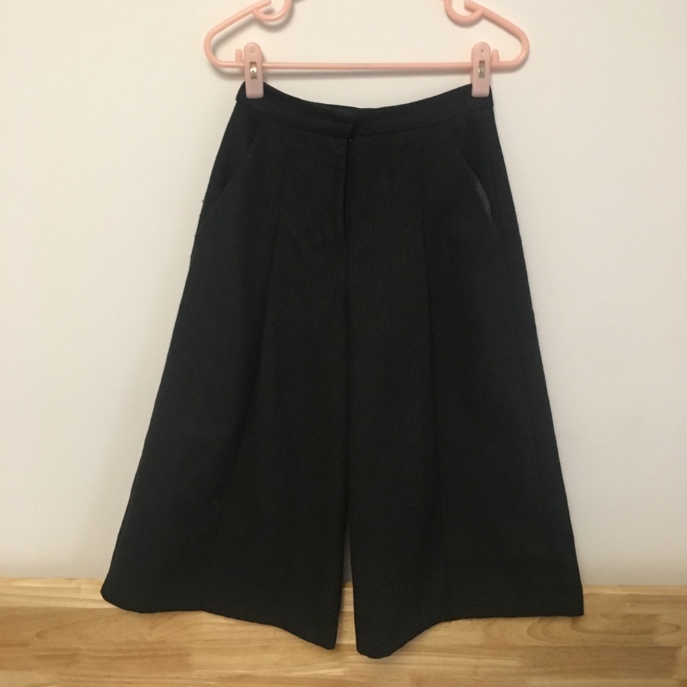 Wool wide leg pants.
