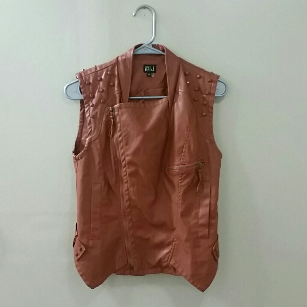 Camel Colored Faux Leather Vest