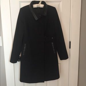 Via Spiga Wool Coat, Black, Size 4