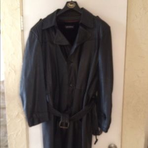 Men's Leather Long trench coat.