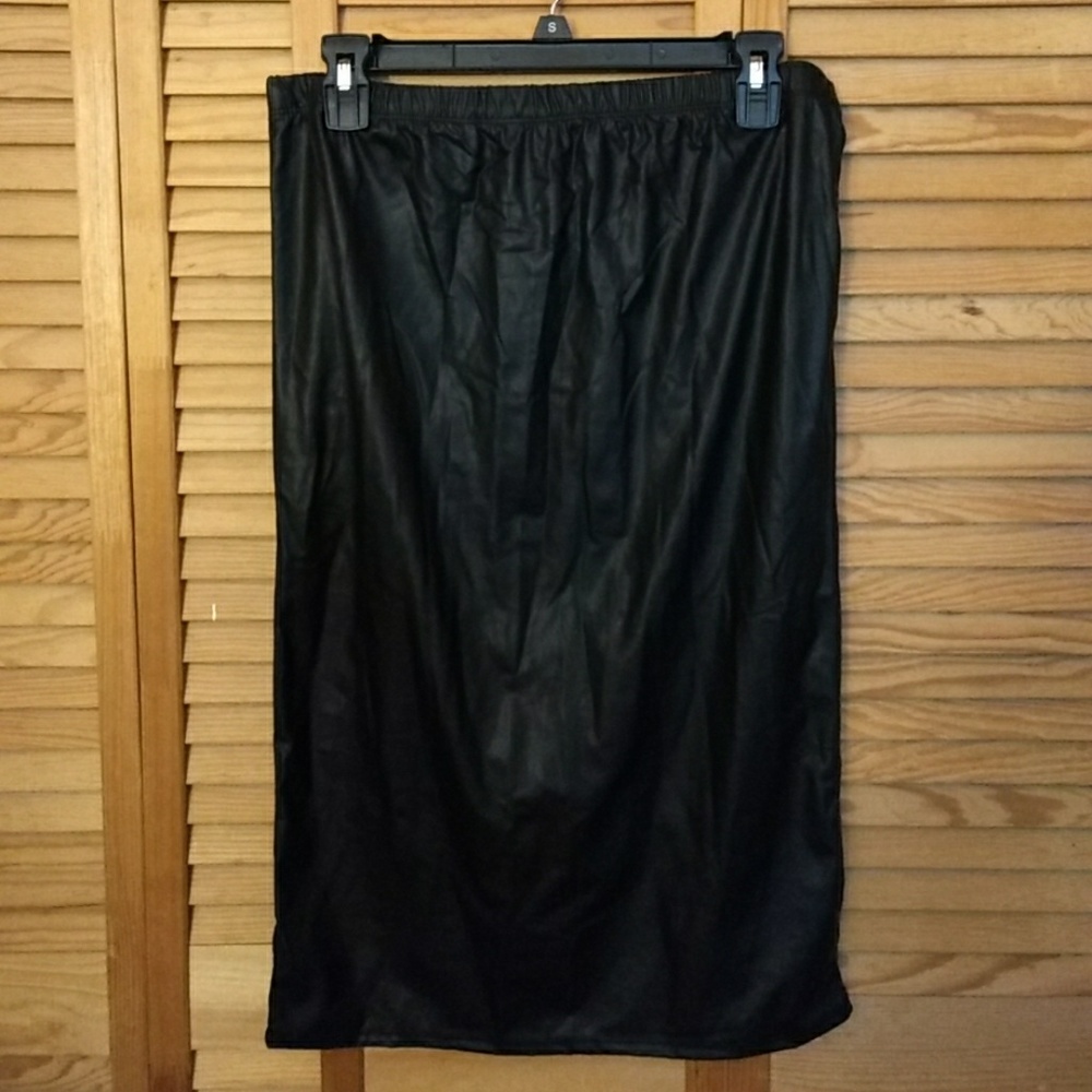 Ashley Stewart Black Pleather Skirt