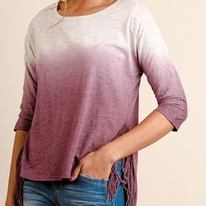 UMGEE Tops - NWT 3/4 Sleeve Top with Fringe Detail on SIDE SLIT UMGEE Tops - NWT 3/4 Sleeve Top with Fringe Detail on SIDE SLIT