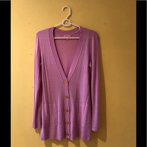 Lilly Pulitzer cardigan sweater in lilac.