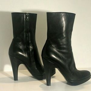 Prada black leather boot