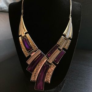Purple and silver necklace with matching earrings