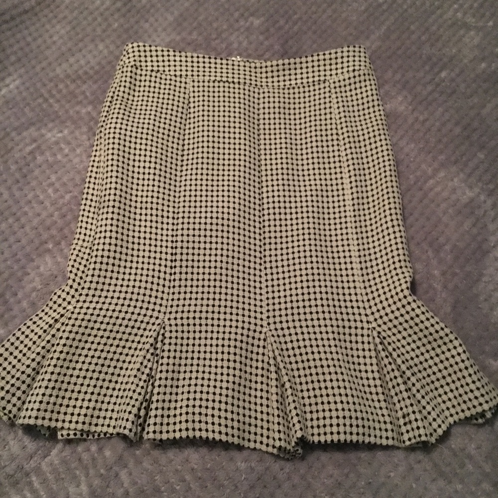 Loft Black and Offwhite Polka Dot Pencil Skirt