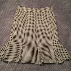 Loft Black and Offwhite Polka Dot Pencil Skirt