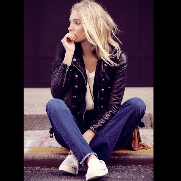 Free People Remove Faux Fur Collar Belted Moto S - Picture 8 of 8