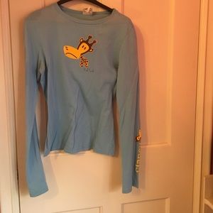 Paul Frank long sleeve blue giraffe shirt. Size S.