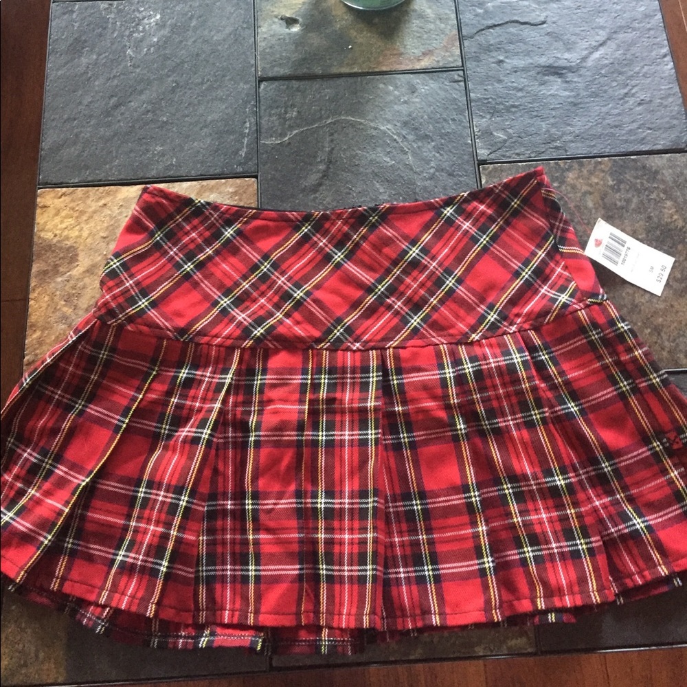 Red plaid schoolgirl skirt