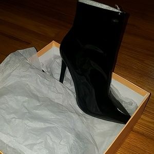Patent leather booties