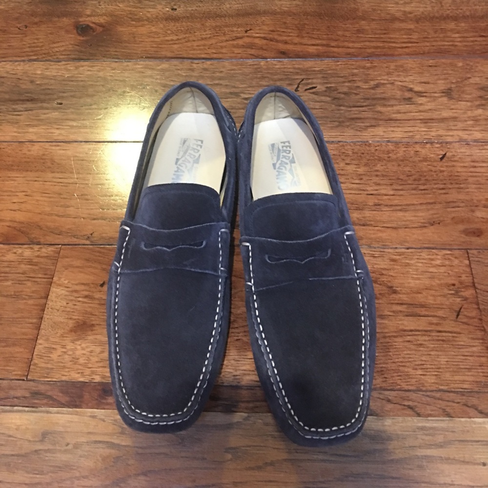 Ferragamo Blue suede driver