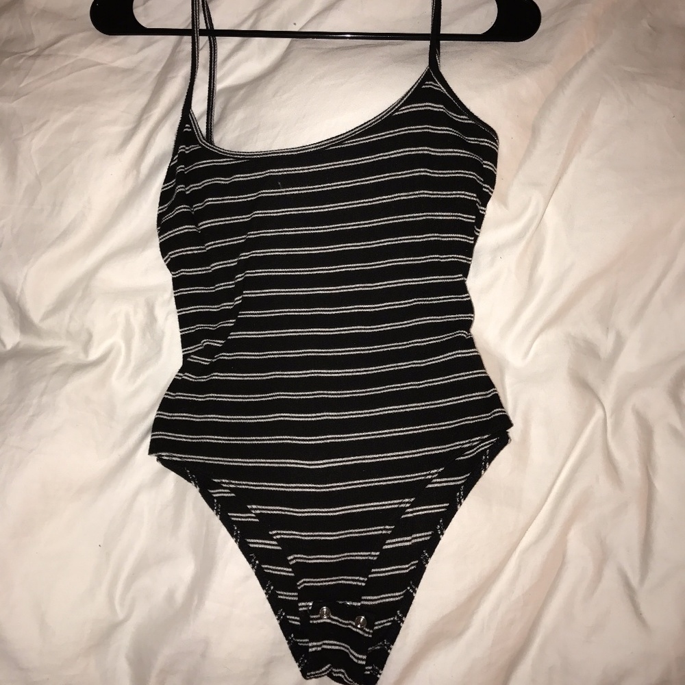 Black & White Striped Bodysuit