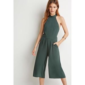 Green Contemporary Halter Culottes Jumpsuit ✨