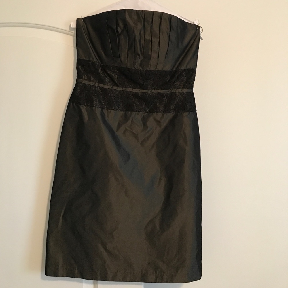 Suzi Chin strapless olive green dress