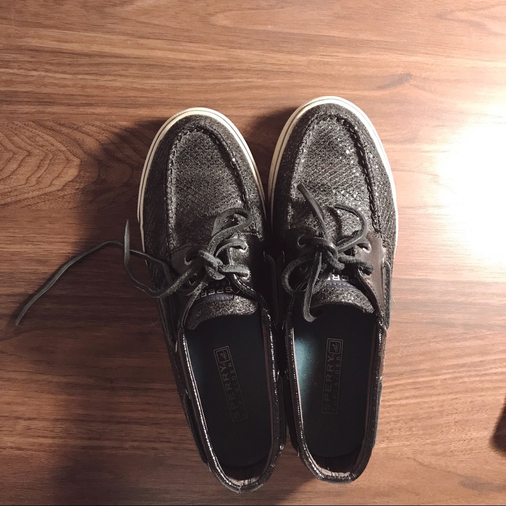 Black Sperry's with sequins