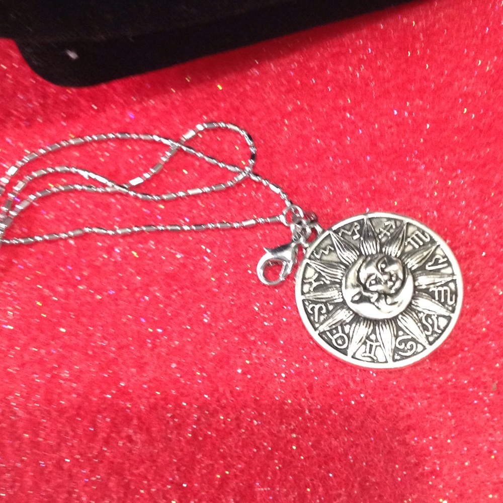 Moon sun silver 925 chain good luck charm