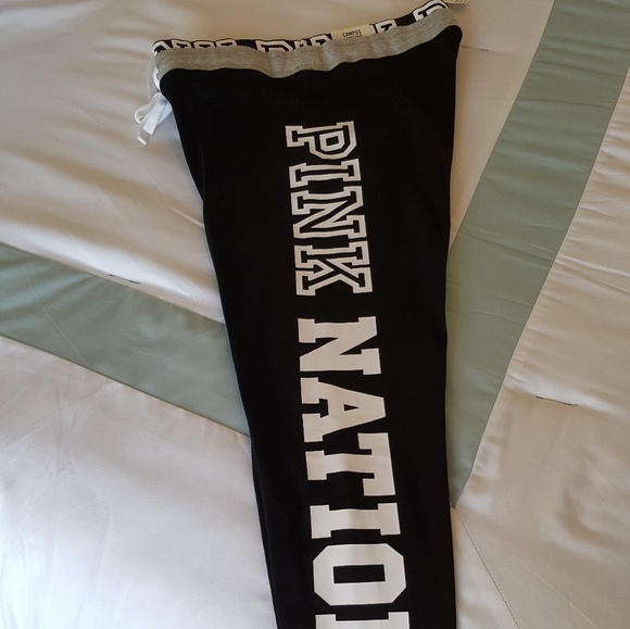 SOLD - VS PINK NATION CAMPUS LEGGINGS SZ L - Picture 2 of 4