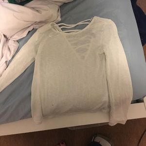 White long sleeve with laceup back