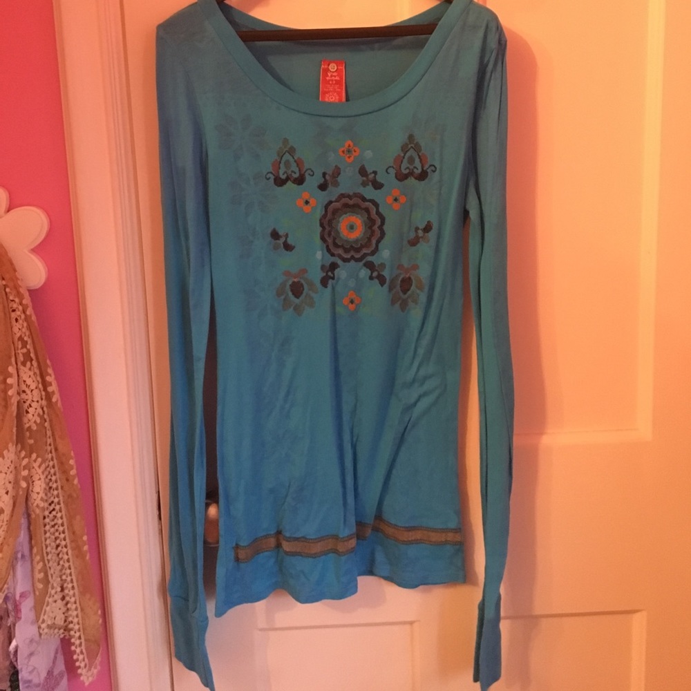 Free people teal long sleeve. Size small petite.