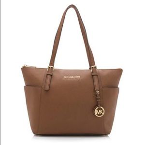 Michael Kors Leather Jet Set Luggage Tote Handbag