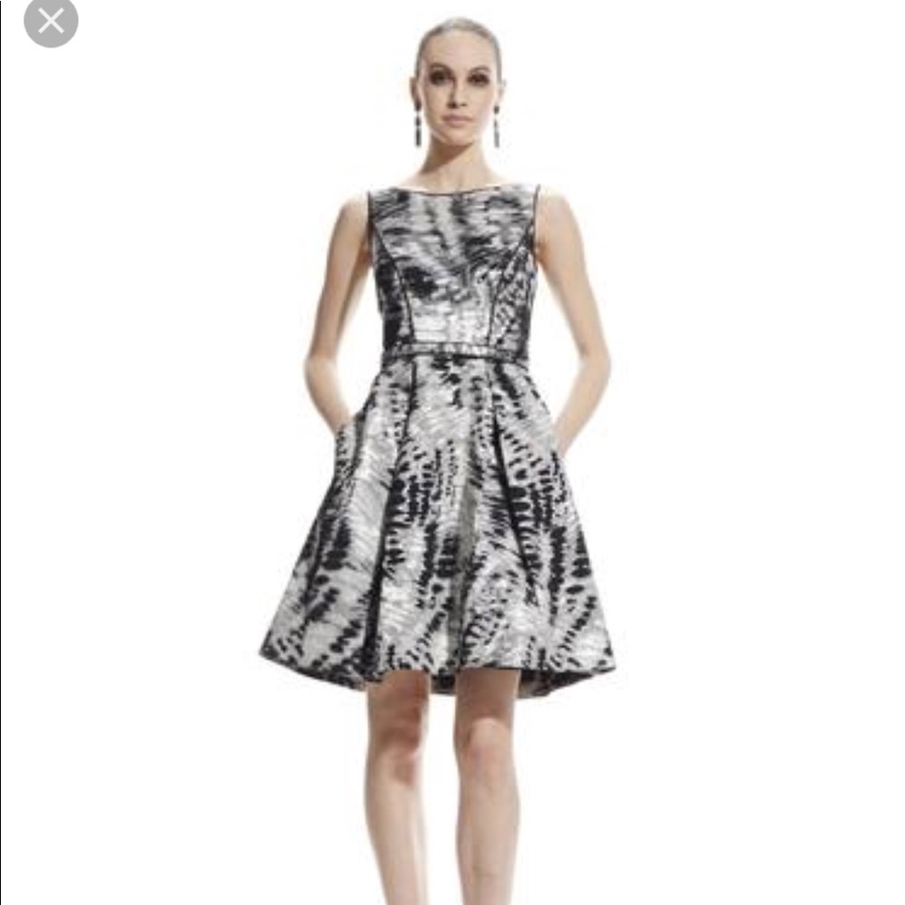 Theia metallic jacquard party dress-2