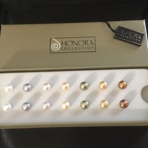 Honora freshwater Pearl Button Earring Set~ NEW