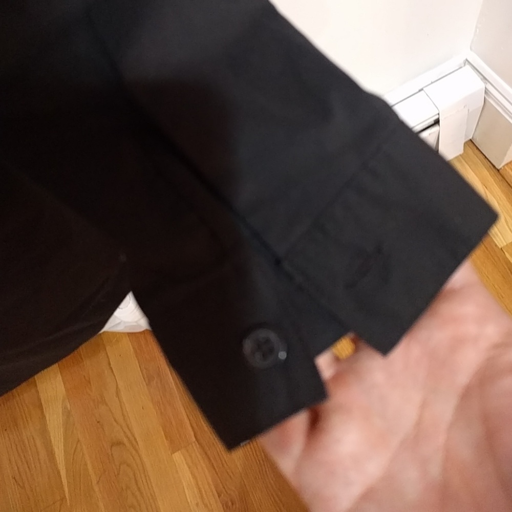 NY&Co Black Long Tuxedo Cotton Poly Spandex Top - Picture 4 of 7